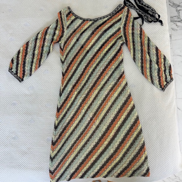 Missoni Open Back Criss Cross Belt Knit Dress, 3/4 sleeves, IT 42, Made in Italy - Picture 3 of 9